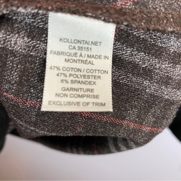 Kollontai Marly Floral Plaid Mixed Print Long Sleeve Tunic Top Medium Black Tan - Picture 7 of 9